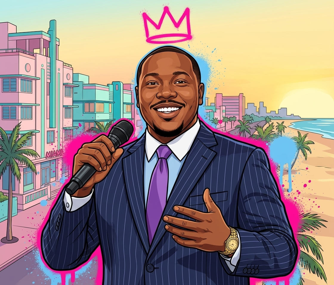 Leonard the Preacher mid-sermon, Miami GTA-style